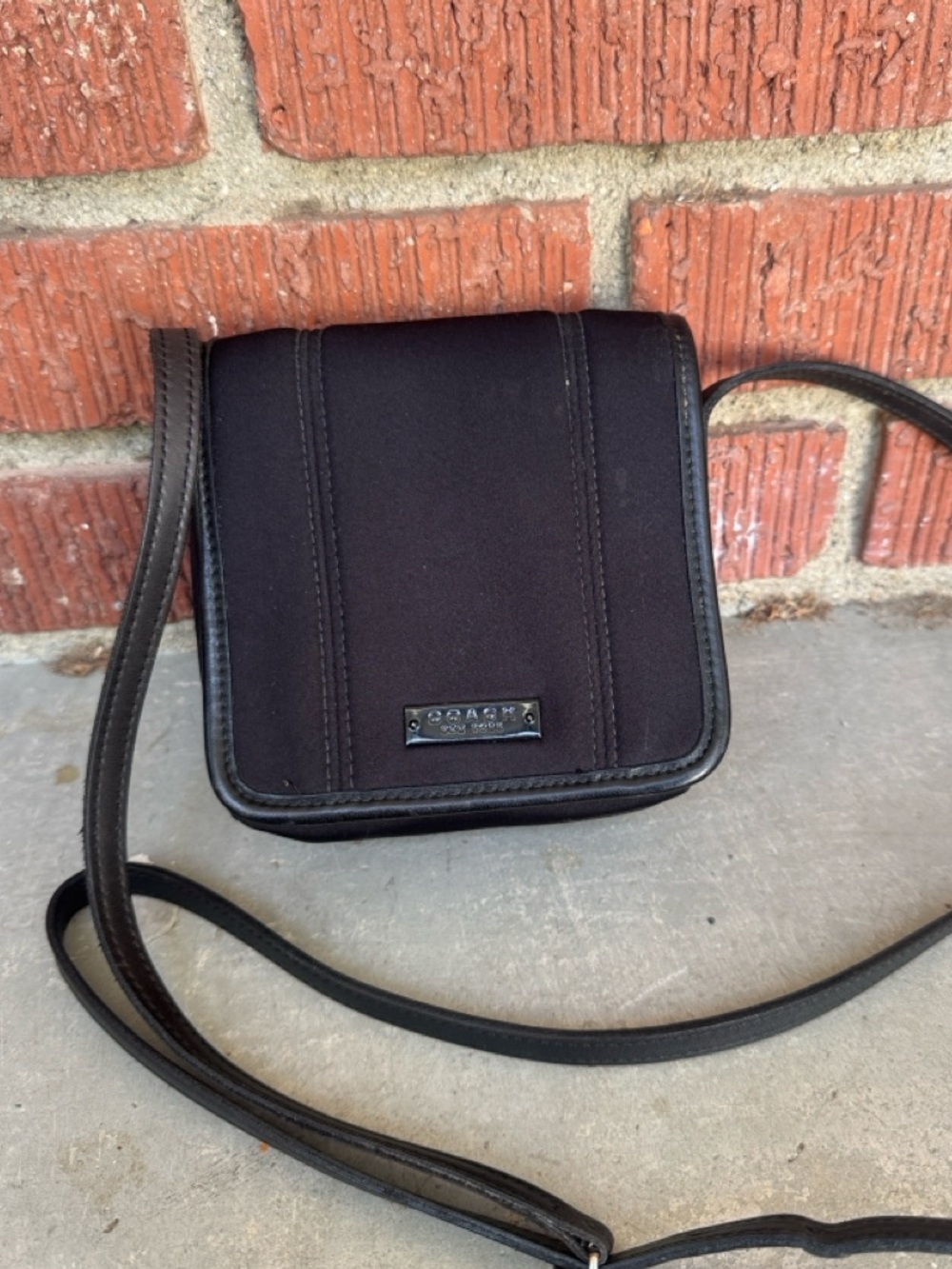 COACH Vintage Neo Mini Flap Black Neoprene Cross-Body Bag 6213